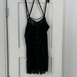 Free People Black Button-Down Chemise